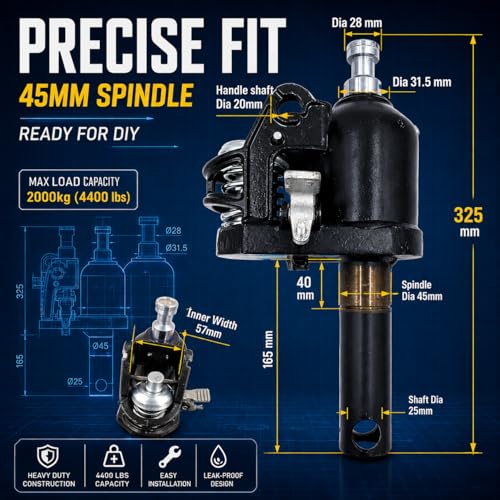 333'S Pallet Jack Hydraulic Pump Replacement, 4400 lb Hydraulic Unit with 45mm Spindle Shaft for Manual Pallet Truck Repair, Black