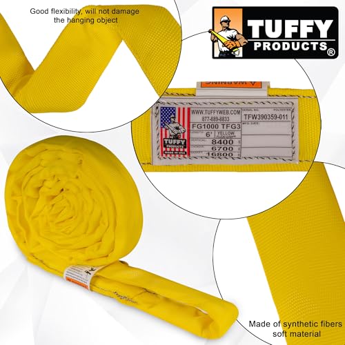Flexi-Grip Yellow 6 ft Endless Round Sling, 8,400 lb. Vertical Capacity, Heavy Duty Lifting Sling, USA Made - color: 03 Yellow - Vertical Capacity 6,400 lbs, size: 6FT