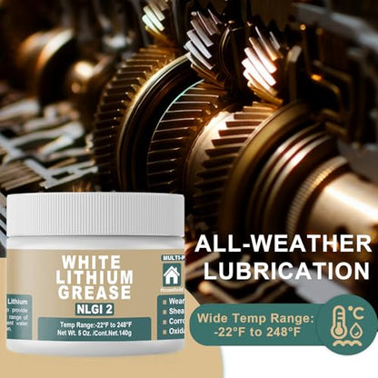BTAS White Lithium Grease Lubricant for Door Hinge/Opener/Wheels/Screw 5oz - size: 5 oz