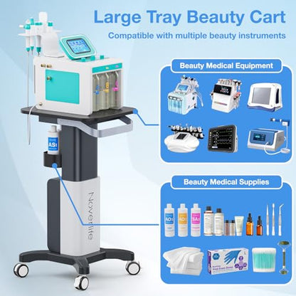 Noverlife Esthetician Cart, 260lbs Load Deluxe Beauty Salon SPA Facial Cart - color: Deluxe - Wider Handle/Posts/Top