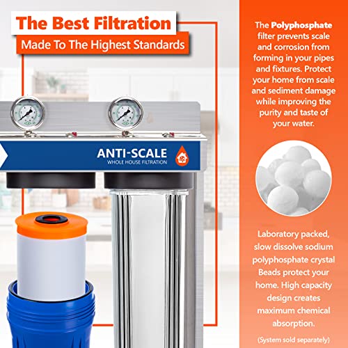 Express Water Polyphosphate Anti-Scale Water Replacement Filter – Whole House Replacement Water Filter – PHO High Capacity Water Filter – 4.5” x 20” inch – 2 Pack - size: 2, style: Individual Filters