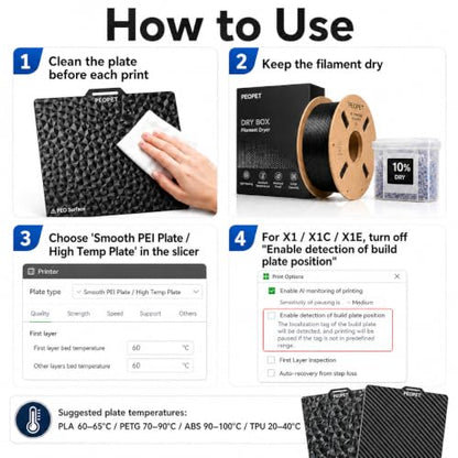 Tinytrees Build Plate for Bambu Lab P1S P2S X2D A1 X1C X1 X1E P1P – Dual-Surface 3D Printer Spring Steel Sheet 257×257mm, Diamond PEO + Carbon Fiber PET Flexible Build Plate for Beginners & Hobbyists - style: Small Diamond PEO+Carbon Fiber PET