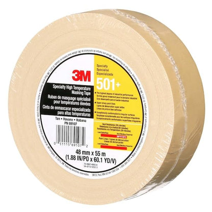 3M 501+ High Temperature Masking Tape, Tan, 1.88 in x 60 yds – Strong Holding Power for Automotive, Specialty Vehicle and Industrial Markets