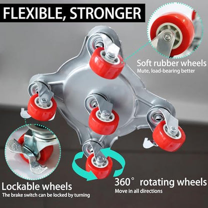Furniture Dolly & Furniture Rollers Mover with 5 Wheels, Carbon Steel Panel Furniture Lifter Set Up to 1300LBs, for 360° Rotation Shifting Moving Heavy Duty Refrigerator, Sofa, Cabinet - size: Large