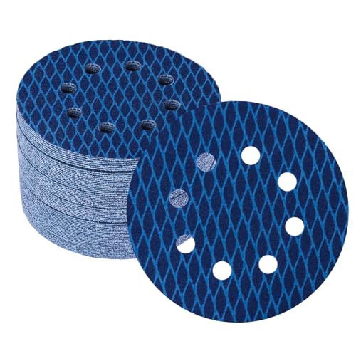5 inch Rhombus Diamond Shape Blue Sanding Discs, 8-Hole, 70 Disc Variety Pack, Grits 120 - Hook & Loop Sandpaper, Random Orbital Sanders, Metal Wood - style: 5 inch 120 grit