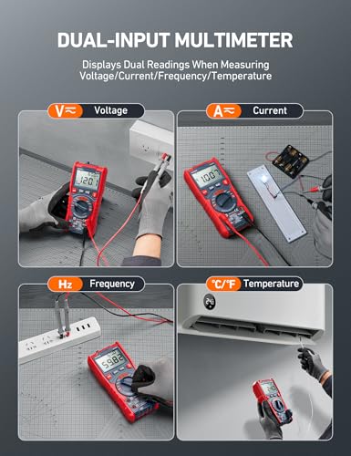 AstroAI 6000 Counts TRMS Auto-Ranging Digital Multimeter, NCV Live Wire Detection, Capacitance & Temperature Tester, CAT III 600V Safe for Home & Auto, Large Screen & Smart Safety Alert, Flashlight