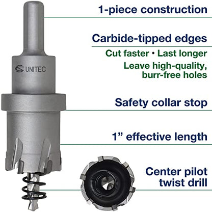 CS Unitec 1-1-138 1-3/16" x 1" TCT Tungsten Carbide-Tipped Hole Saw for Hand-Held Drills - size: 1-3/16" x 1"