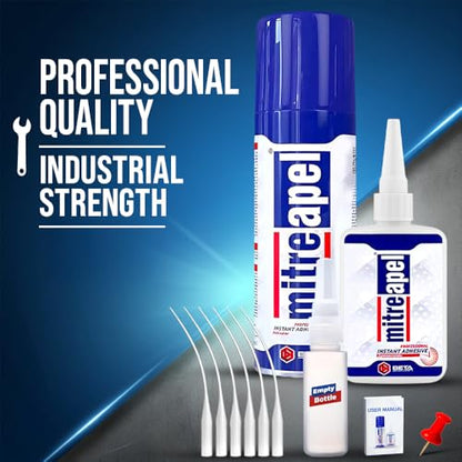 MITREAPEL CA Glue with Activator (0.80oz-3.30fl oz) Instant Bond Professional Cyanoacrylate Adhesive and Super Glue Accelerator for Woodworking, Ceramic, 3D Printing, Glass, DIY&Craft, Plastic,Repair - size: 1 Pack