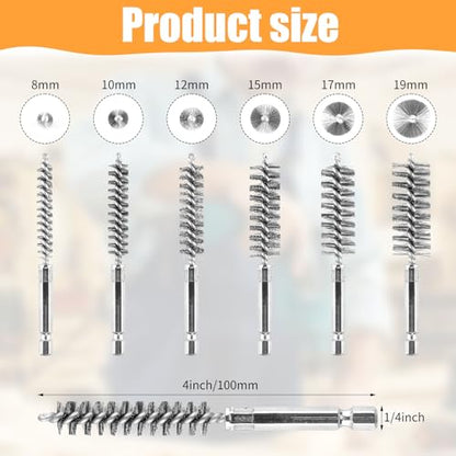 6Pieces Wire Brush Drill Bore Cleaning Brushes Set ﻿