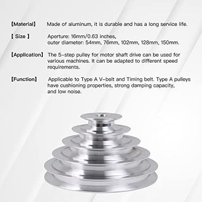 5 Stepped Pulley 25mm Bore | Aluminum Cone Pulley | 5mm Keywayed - size: 25MM BORE