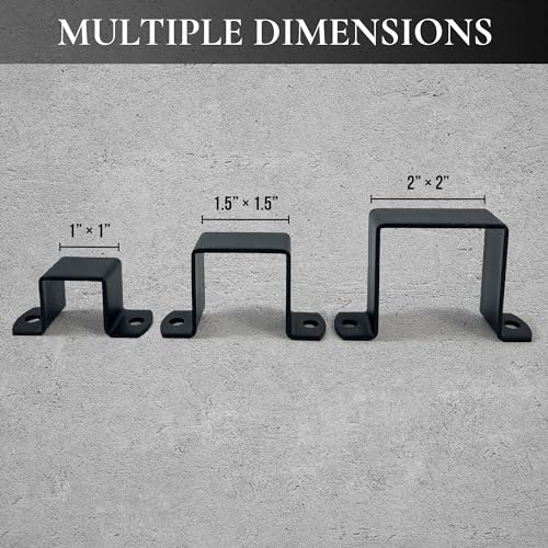 1x1" Square Tube Strap Clamp, Powder Coated Black, bracket clamp U-type - 4-Pack - size: 1"x1"