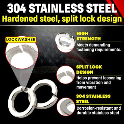 Chenango Supply Stainless 3/8 Lockwashers, 304 Stainless Steel - size: 3/8 LOCKWASHER