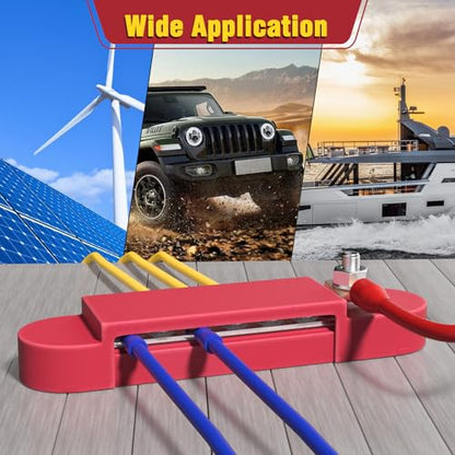 Mofeez Bus Bar Power Distribution Block 48V 150A, 1 x 1/4 Posts, 12 x #8 Screws Terminals Marine Bus Bar for Marine, Automotive, and Solar Wiring - size: 1 x 1/4"