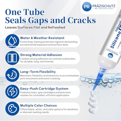 RTV Silicone Adhesive Sealant - High Temperature & Waterproof Caulking for Home, Auto, & Crafts - Creates Flexible, Long-Lasting Seal on Kitchen, Bathroom, Shower, Window (Clear, 30ml/1oz) - color: Clear
