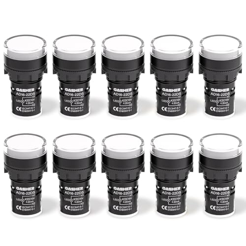 GASHER 10PCS 110V 20mA Energy Saving Indicator Light White - color: White