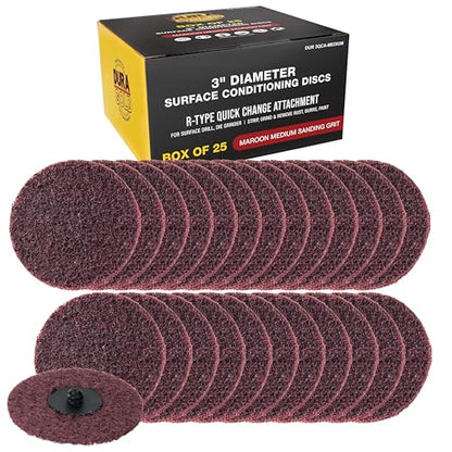 Dura-Gold 3" Surface Conditioning Discs Maroon Medium Sanding Grit Bx of 25 - style: Medium