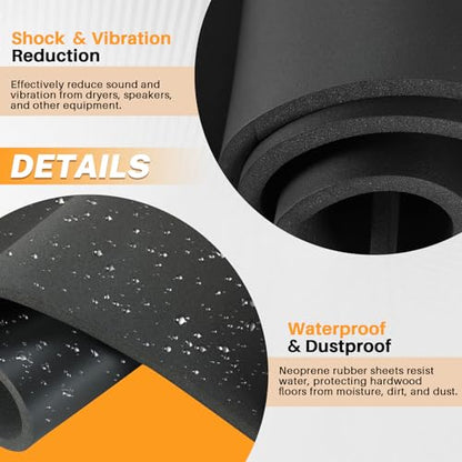 MAOPINER 1/2" T x 13" W x 60" L Neoprene Foam Padding Without Adhesive - size: 1/2" Thick × 13" Wide × 60" Long