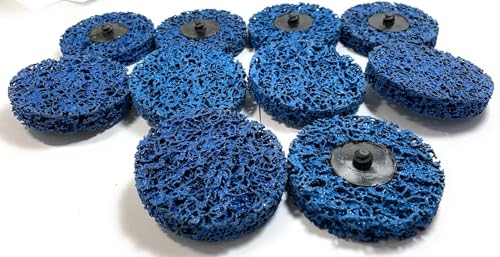SIGNI Poly Strip Abrasive Surface Conditioning Quick Change Rolok Disc for Quick Paint, Rust, and Oxidation Removal - 2 Inch Diameter - Ideal for Automotive, Metalworking, and DIY （Blue,10 pcs - size: 2 inch
