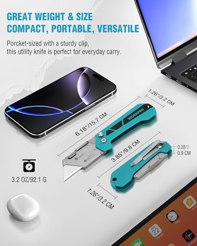 WORKPRO Box Cutter, Utility Knife, Blue - color: Blue
