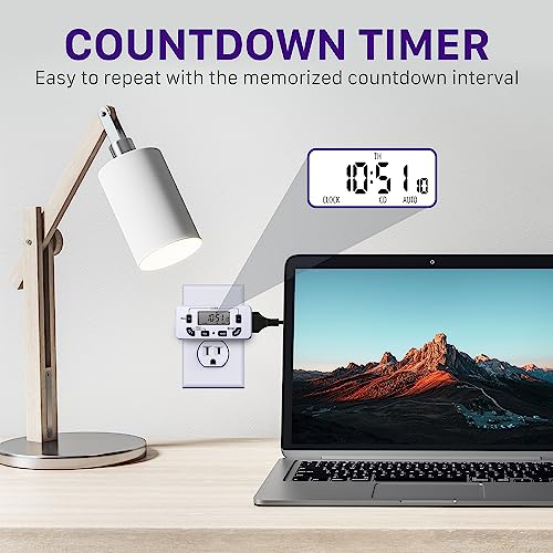 Fosmon 7 Day Digital Timers for Electrical Outlets, Indoor Plug-in Light Timers Switch Programmable, Electric Wall Plug for Lamp, Grow Reptile Lights, Aquarium, 15A/1875W, Grounded - style: 7 Day 1 pack