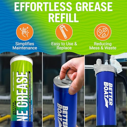 Better Boat Marine Grease Tube, 14 Oz, Waterproof High Temp Trailer Bearing - size: 1PK 14oz
