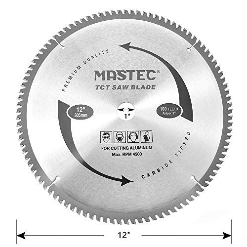 12-Inch 100 Tooth TCG for Aluminum and Non Ferrous Metals Cutting Saw Blade with 1-Inch Arbor - size: 12" 100T