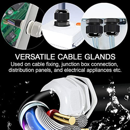 LeMotech 5 Pack NPT 1/2" Cable Glands Waterproof Adjustable 6-12mm Cable Connectors Grey Nylon Joints with Gaskets - color: Grey, size: 1/2inch 5-pack