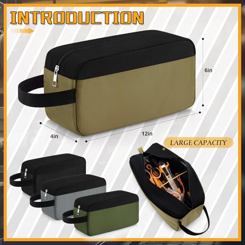 Eccliy 4 Pack Tool Bags Pouch Canvas Zipper Utility Tote Bag 12 Inch Small Tool Bags Dual Compartments Toolboxes for Men Electrician Mechanic Tools Storage(Black, Khaki, Army Green, Gray) - color: Black, Khaki, Army Green, Gray