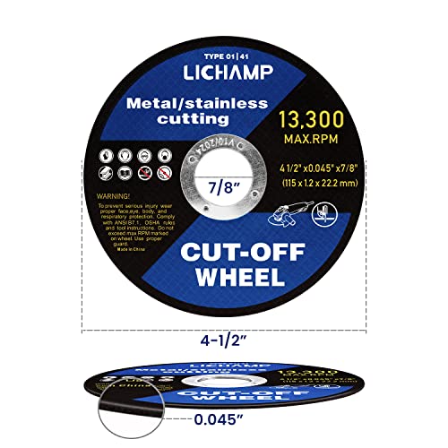 Lichamp 10Pcs 4-1/2" Cut Off Wheels, Metal Cutting Disc for Angle Grinder