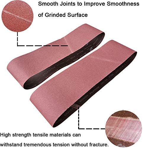 Tonmp 6 PCS 6 inch x 48 inch Sanding Belts - 2 Each of 40 80 120 Grit Aluminum Oxide Sanding Belts For Belt sander (6x48 inch) - size: 6x48 inch