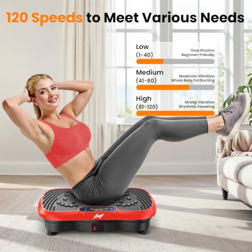 AXV Vibration Plate Exercise Machine Fitness Platform Body Vibrating Board - color: SLIM.RED