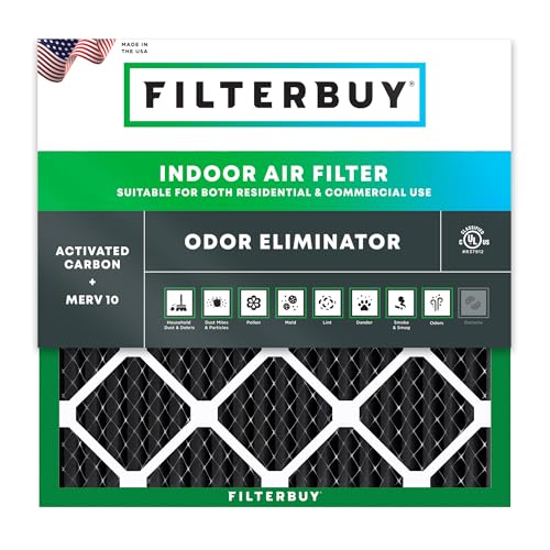 Filterbuy 14x14x1 Air Filter MERV 10 Odor & Allergy Defense (1-Pack) - size: 14x14x1
