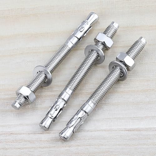 10-Pack M10-1.5 x 90 Wedge Anchors, Stainless Steel 304 (18/8), Concrete Anchor for Heavy-Duty Projects - size: M10-1.5 x 90