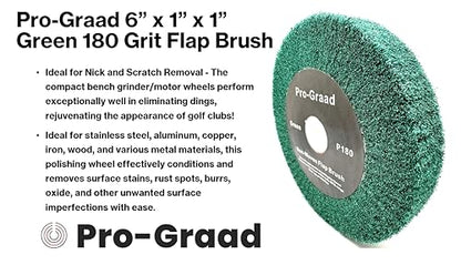 6" x 1" P180 Grit Green Non-Woven Flap Brush Wheel - style: 6" x 1" x 1" Green