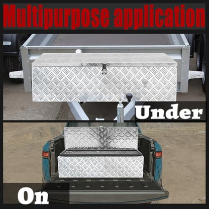 39x13x11 Inch Heavy Duty Pickup Storage Box Diamond Plate Portable Toolboxes Aluminum Underbody Truck Tool Box with Buckle Lock and Keys Suitable for Truck Bed Pickup RV Trailer - size: 39" L x13" W x11" H