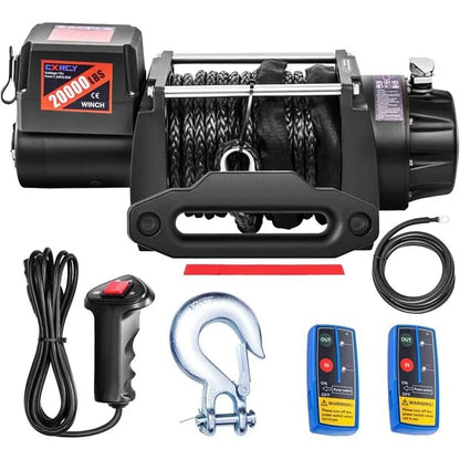 CXRCY 12V Electric Winch, 20000LB, Synthetic Rope - style: 20000LBS for truck SUV
