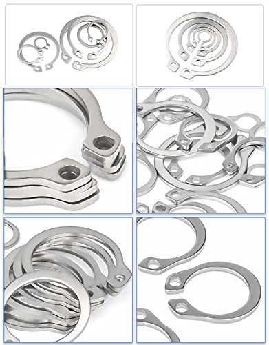 330Pcs 15-Size Metric 304 Stainless Steel External Retaining C-Clips Rings/External Circlip Snap Retaining Clip Ring Assortment Kit - 4mm to 28mm