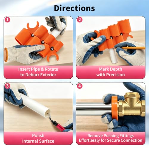 13 PCS Pipe Deburring Tool Set, Removal Tools Set for Fittings, Deburring Tool with 5 High Speed Steel Blades,Inner Outer Reamer Pipe Tubing Chamfer Tool for PVC PEX Copper Aluminum Pipes