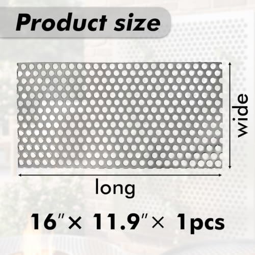 304 Stainless Steel Perforated Mesh Panel,19 Gauge Perforated Stainless Steel Sheet, 0.2" Aperture (About 1/5",5mm), expanded Metal mesh, Decorative Panel(1pcs 16'' x 11.9'' Rectangle) - color: 1pcs 16'' x 11.9'' Rectangle