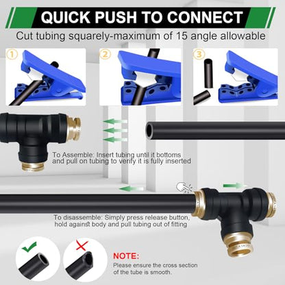 1/4" DOT Air Brake Line Tee Fittings 3PCS, Quick Push To Connect - color: 1/4" * 1/4" * 1/4" 3PCS