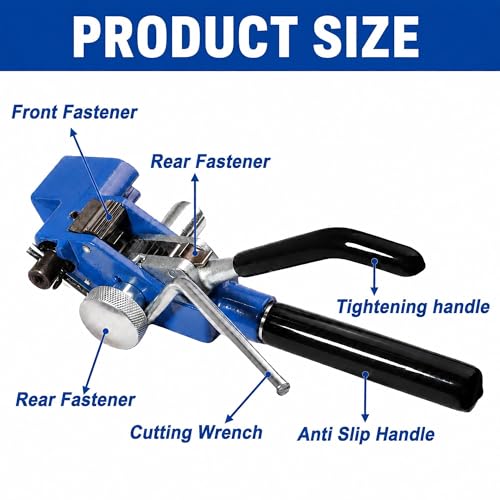 164ft Stainless Steel Banding Kit 304 Steel Strapping Kit 3/8" with Ratchet Tensioner Cutter Crimper Pliers with 100 Buckles for Pipe Pole Pallet Tensioning Packing Bundling