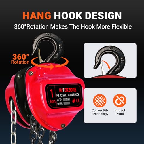 1 Ton Hand Chain Hoist for Engine Lift, Warehouses, Automotive - size: 1Ton 10FT