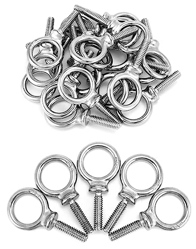 QWORK Eye Bolt, 50 Pack 1/4"-20 x 1 Marine Grade Stainless Steel Lifting Ring Threaded Eyebolt Machinery Shoulder Eyebolts - color: 50 Pack, size: 1/4" - 20 x 1"