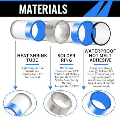 50pcs Solder Seal Wire Connectors, Solder Seal Heat Shrink Butt Connectors - size: 50 pcs