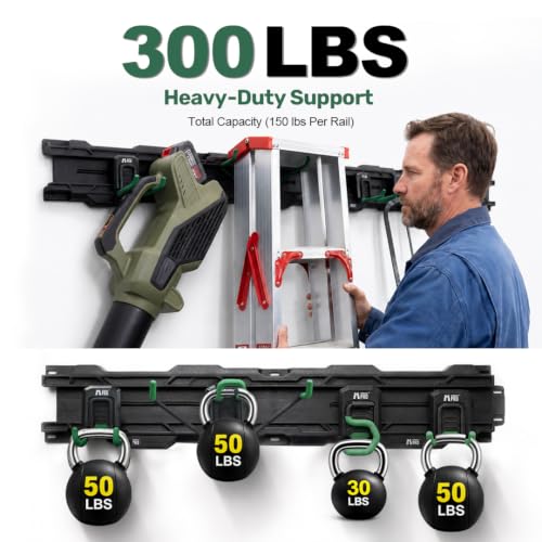 66" Wall Mount Tool Organizer with Locking Hooks, 300 LBS Storage System