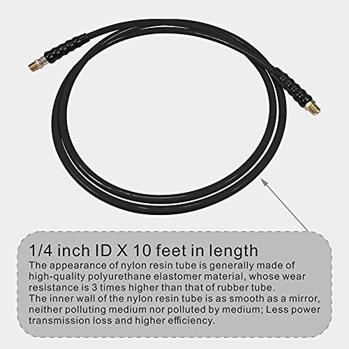 AMZCNC 10' 10000psi High Pressure Hydraulic Hose CH-604 Coupler 3/8" Thread Hydraulic Hose Assembly,1/4" ID x 10 ft(BLACK, 10' 10000 PSI 3/8") - color: Black, size: 10' 10000 PSI 3/8"
