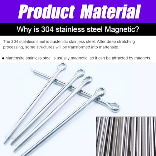 125pcs Cotter Pin Assortment Kit, 6 Sizes 304 Stainless Steel Cotter Pins Set, Split Pin Fastener Clips for Car Mechanics, Lawn Mowers, Trucks, Tractors Repair - size: 125PCS