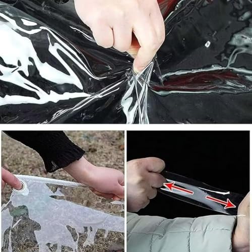 LC&QS Clear Tarps Heavy Duty PVC, Transparent Tarp Durable Waterproof Dustproof Windproof, Tarpaulin with Grommets & Ropes for Greenhouse, Patio, Garden, Pavilion, Chicken, Porch, Outdoor（8' x 20'） - size: 8' x 20'（2.4x6m）