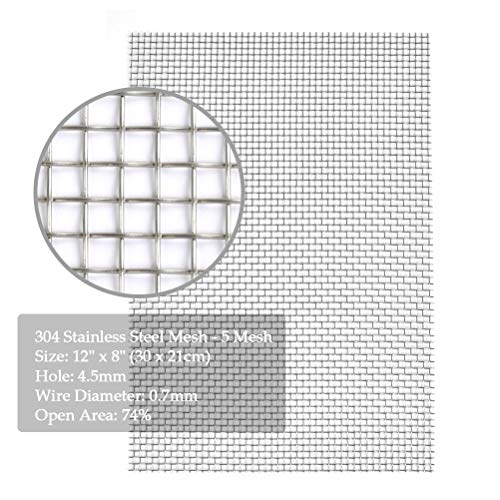 TIMESETL 3 Pcs Stainless Steel Woven Wire 5 Mesh - 12" x 8"(30x21cm) Metal Security Guard Garden Screen Cabinets Mesh - size: 12" x 8" 5 Mesh