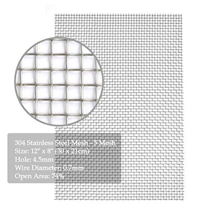TIMESETL 3 Pcs Stainless Steel Woven Wire 5 Mesh - 12" x 8"(30x21cm) Metal Security Guard Garden Screen Cabinets Mesh - size: 12" x 8" 5 Mesh